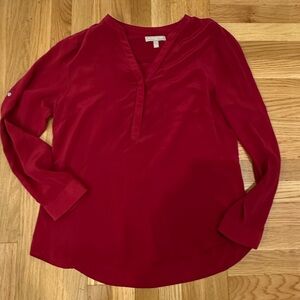 Banana republic silk cranberry Women's popover Top